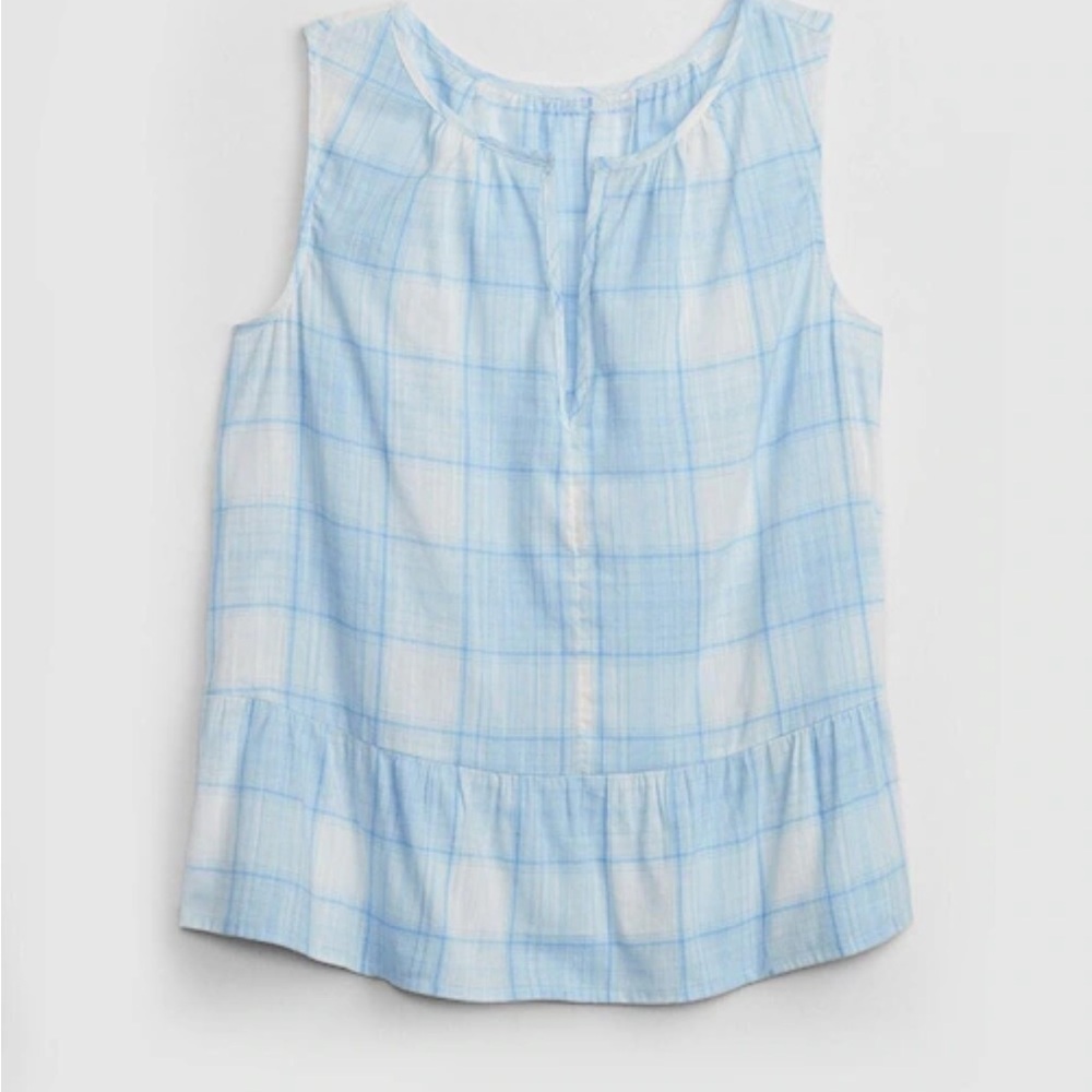 Gap white and blue checkered peplum tank
size small NEW